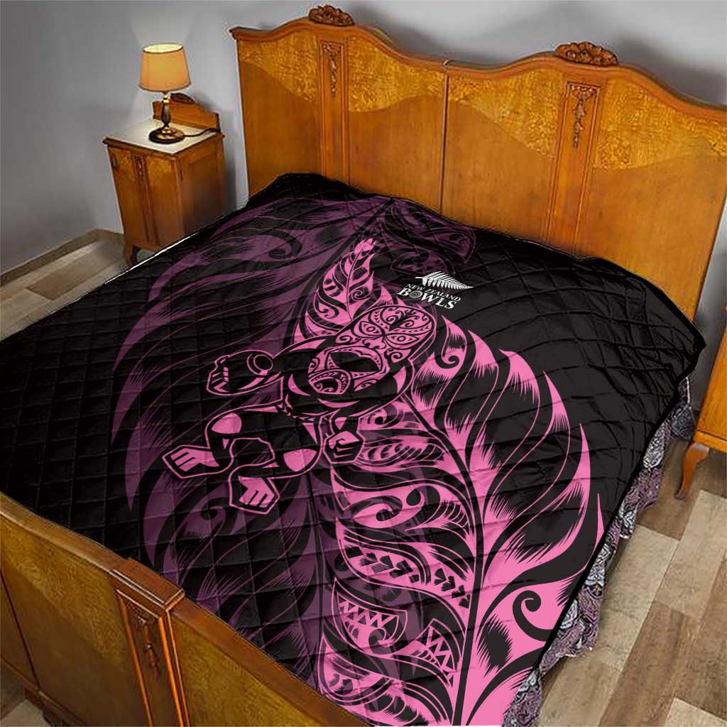 New Zealand Lawn Bowls Quilt Pink Maori Warrior Tribal Silver Fern - Polynesian Pride