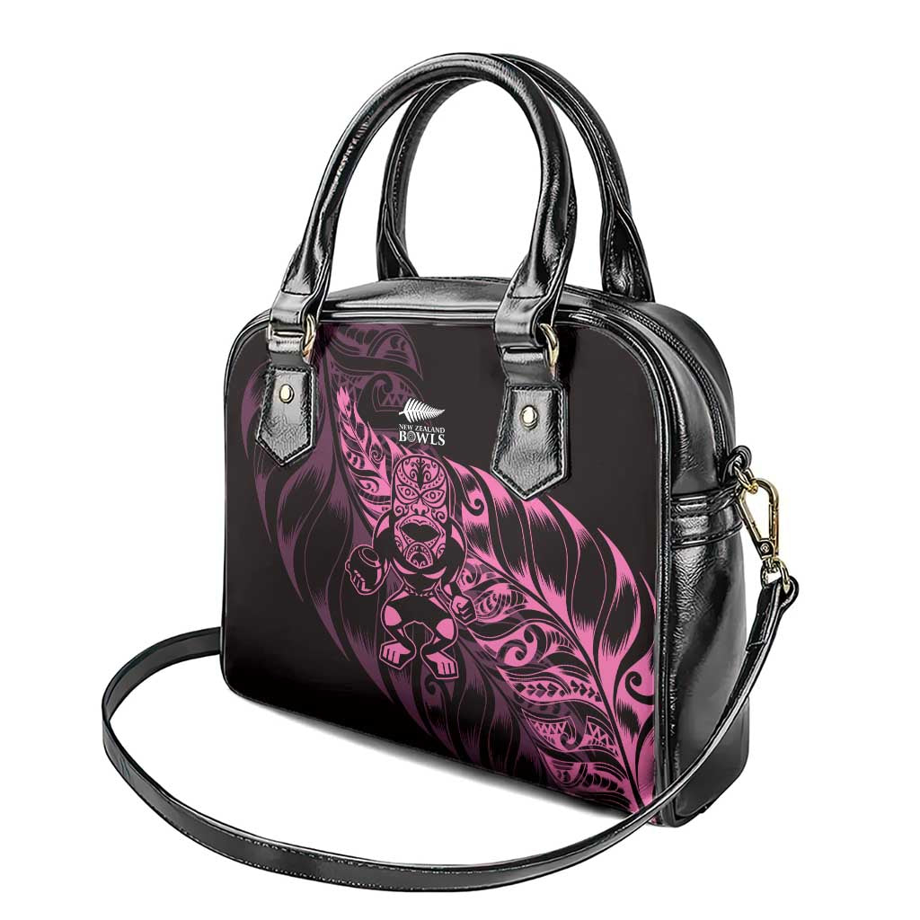 New Zealand Lawn Bowls Shoulder Handbag Pink Maori Warrior Tribal Silver Fern - Polynesian Pride