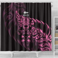 New Zealand Lawn Bowls Shower Curtain Pink Maori Warrior Tribal Silver Fern - Polynesian Pride