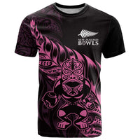 New Zealand Lawn Bowls Custom T Shirt Pink Maori Warrior Tribal Silver Fern - Polynesian Pride