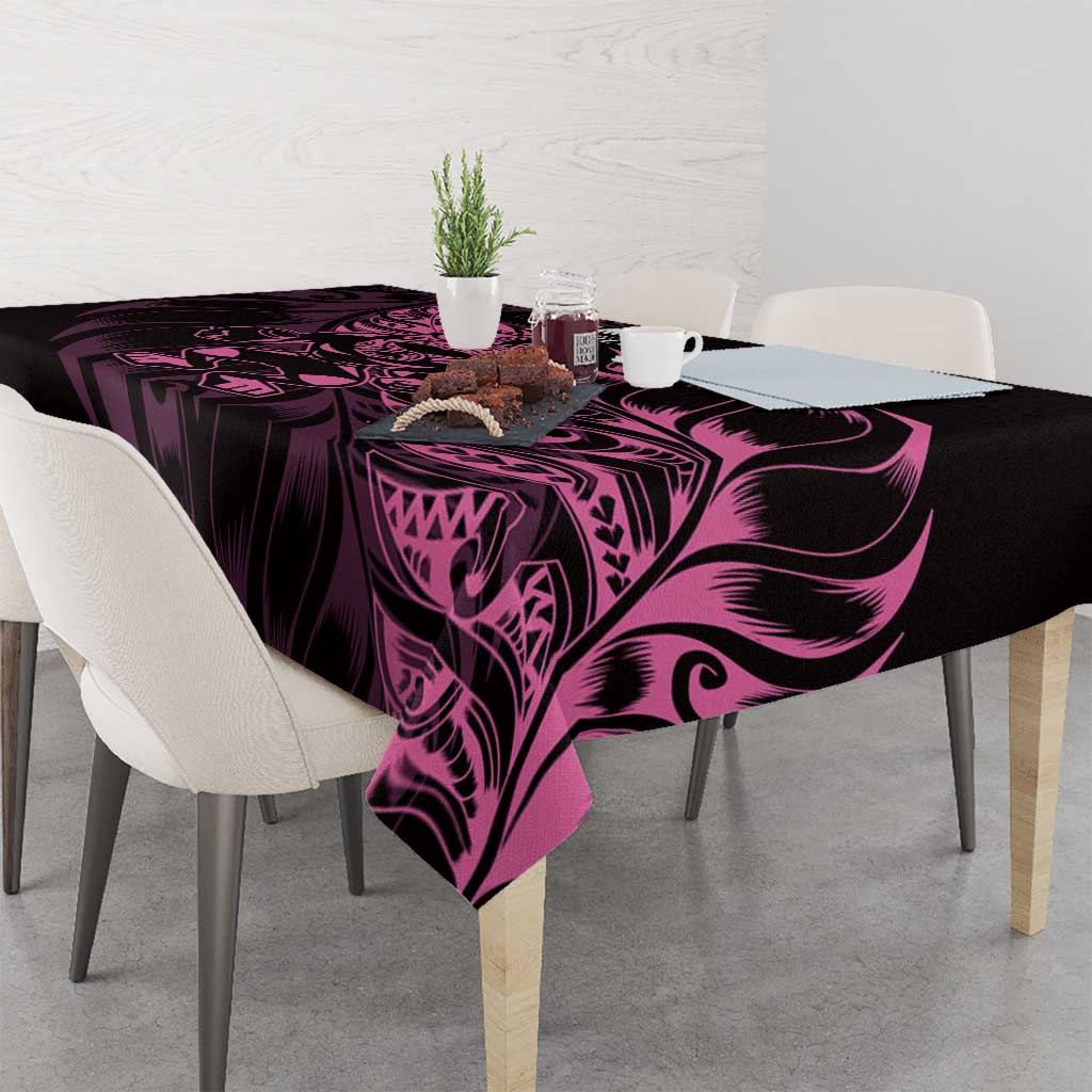 New Zealand Lawn Bowls Tablecloth Pink Maori Warrior Tribal Silver Fern - Polynesian Pride