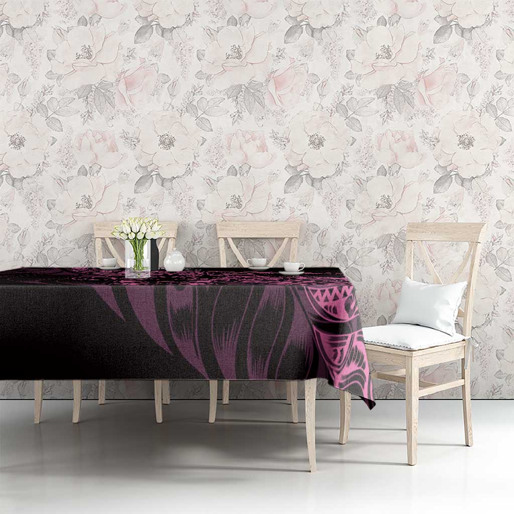 New Zealand Lawn Bowls Tablecloth Pink Maori Warrior Tribal Silver Fern - Polynesian Pride