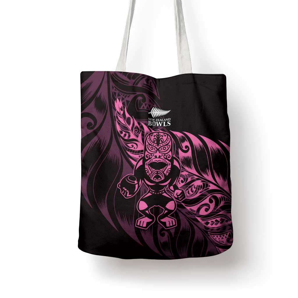 New Zealand Lawn Bowls Tote Bag Pink Maori Warrior Tribal Silver Fern - Polynesian Pride