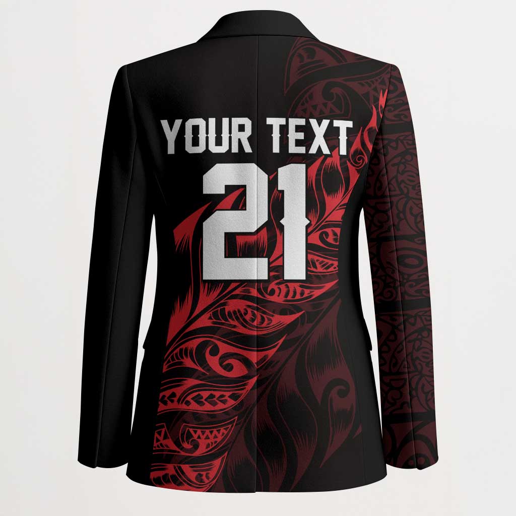 New Zealand Lawn Bowls Custom Blazer Red Maori Warrior Tribal Silver Fern - Polynesian Pride