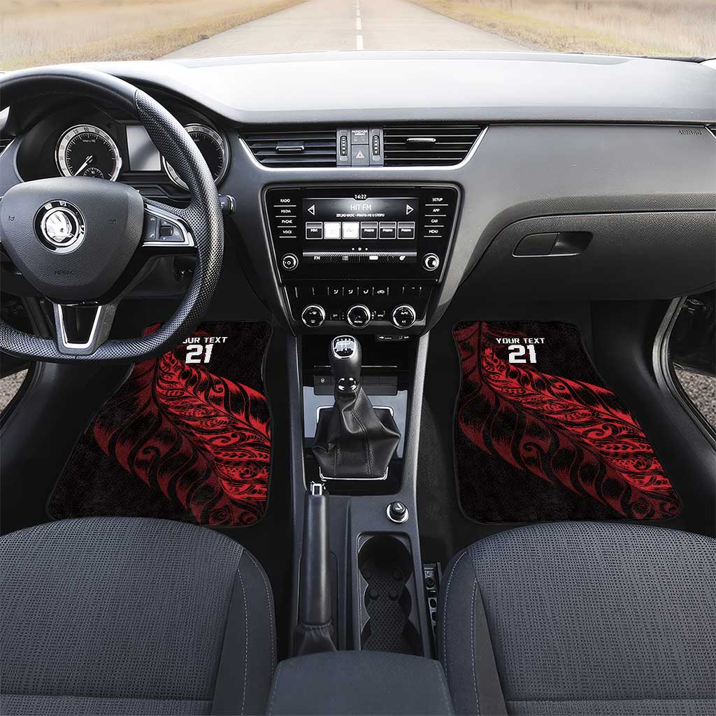 New Zealand Lawn Bowls Custom Car Mats Red Maori Warrior Tribal Silver Fern - Polynesian Pride