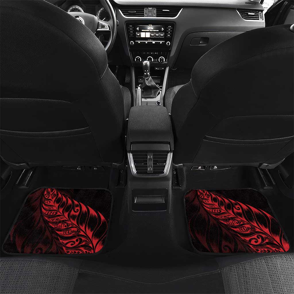 New Zealand Lawn Bowls Custom Car Mats Red Maori Warrior Tribal Silver Fern - Polynesian Pride