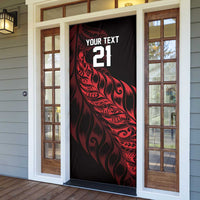 New Zealand Lawn Bowls Custom Door Cover Red Maori Warrior Tribal Silver Fern - Polynesian Pride