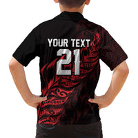 New Zealand Lawn Bowls Custom Family Matching Tank Maxi Dress and Hawaiian Shirt Red Maori Warrior Tribal Silver Fern - Polynesian Pride