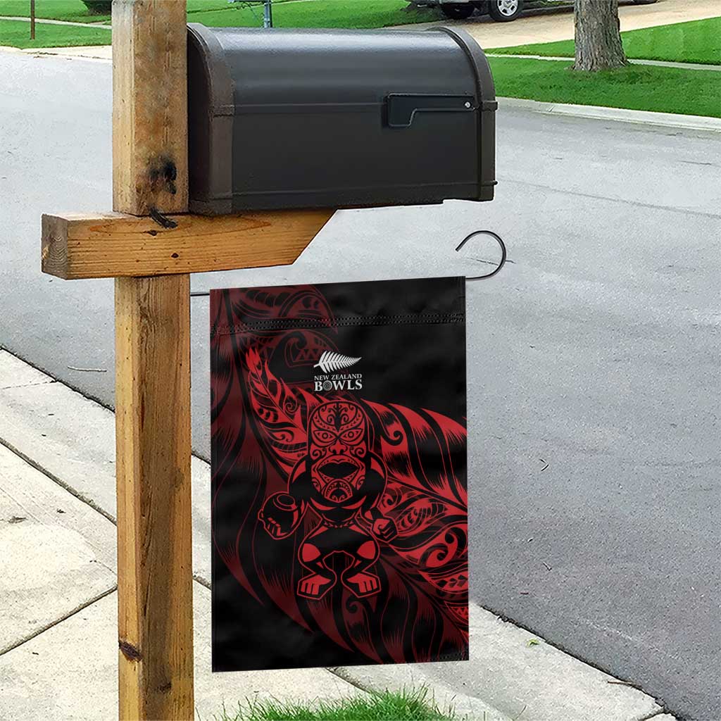 New Zealand Lawn Bowls Garden Flag Red Maori Warrior Tribal Silver Fern - Polynesian Pride