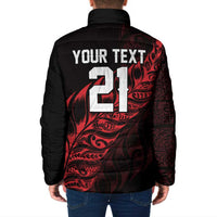 New Zealand Lawn Bowls Custom Padded Jacket Red Maori Warrior Tribal Silver Fern - Polynesian Pride