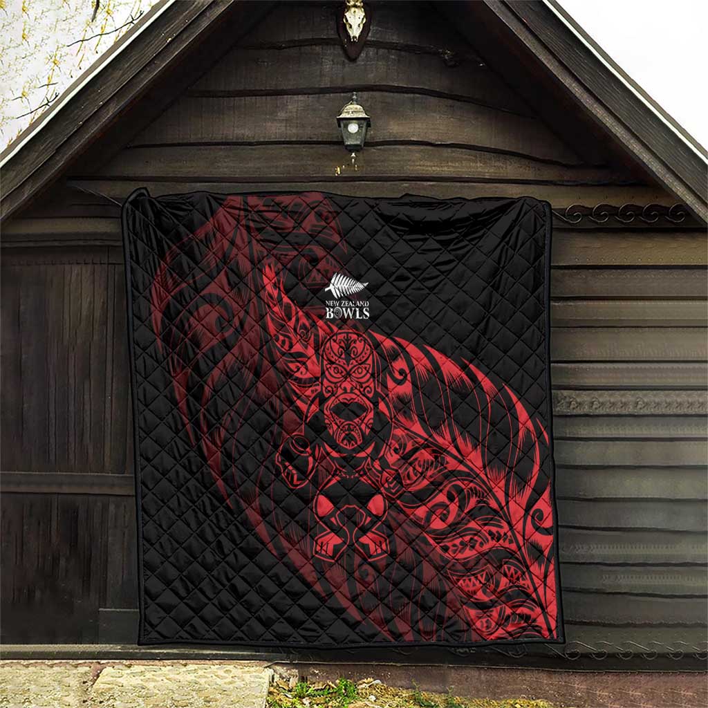 New Zealand Lawn Bowls Quilt Red Maori Warrior Tribal Silver Fern - Polynesian Pride