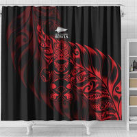 New Zealand Lawn Bowls Shower Curtain Red Maori Warrior Tribal Silver Fern - Polynesian Pride
