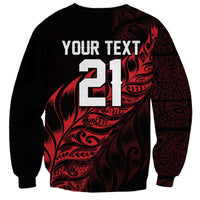 New Zealand Lawn Bowls Custom Sweatshirt Red Maori Warrior Tribal Silver Fern - Polynesian Pride
