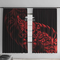 New Zealand Lawn Bowls Window Curtain Red Maori Warrior Tribal Silver Fern - Polynesian Pride