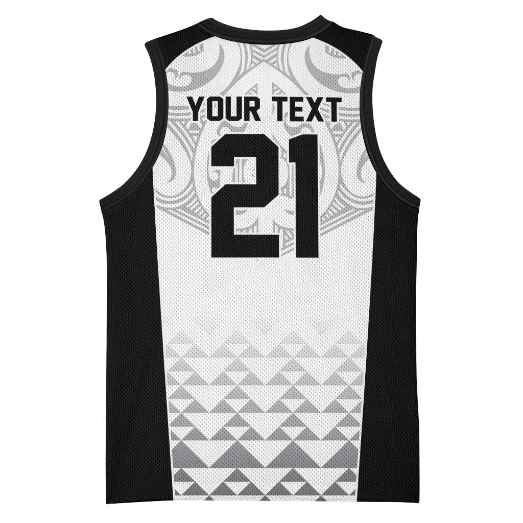 World Football 2026 New Zealand Custom Basketball Jersey All White Fern Maori Tribal LT9 - Polynesian Pride