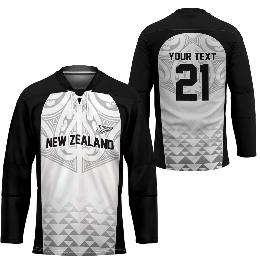 World Football 2026 New Zealand Custom Hockey Jersey All White Fern Maori Tribal LT9 - Polynesian Pride