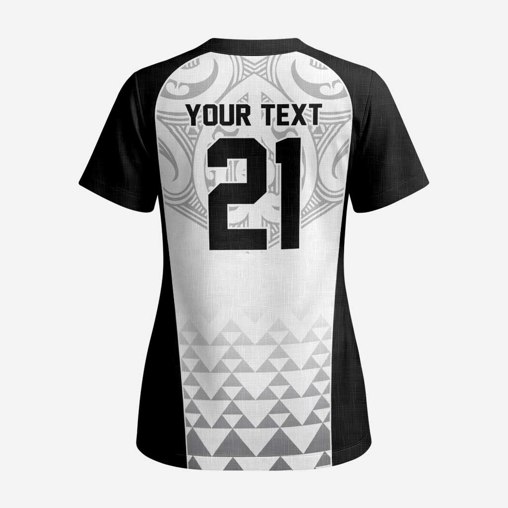 World Football 2026 New Zealand Custom Scrub Top All White Fern Maori Tribal LT9 - Polynesian Pride