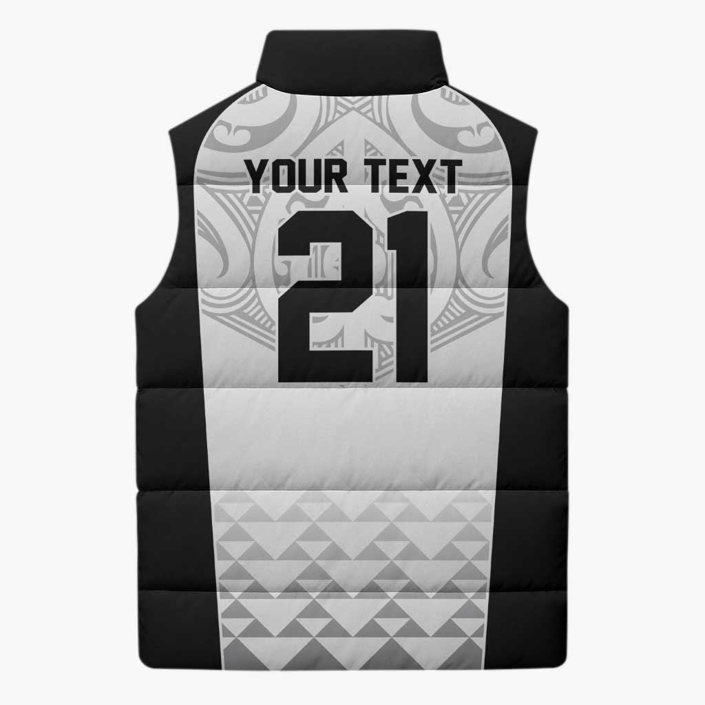 World Football 2026 New Zealand Custom Sleeveless Puffer Jacket All White Fern Maori Tribal LT9 - Polynesian Pride