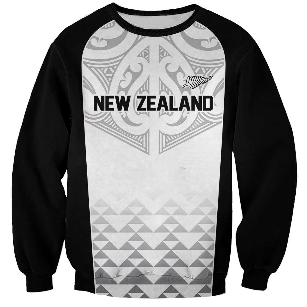 World Football 2026 New Zealand Custom Sweatshirt All White Fern Maori Tribal LT9 Unisex White - Polynesian Pride