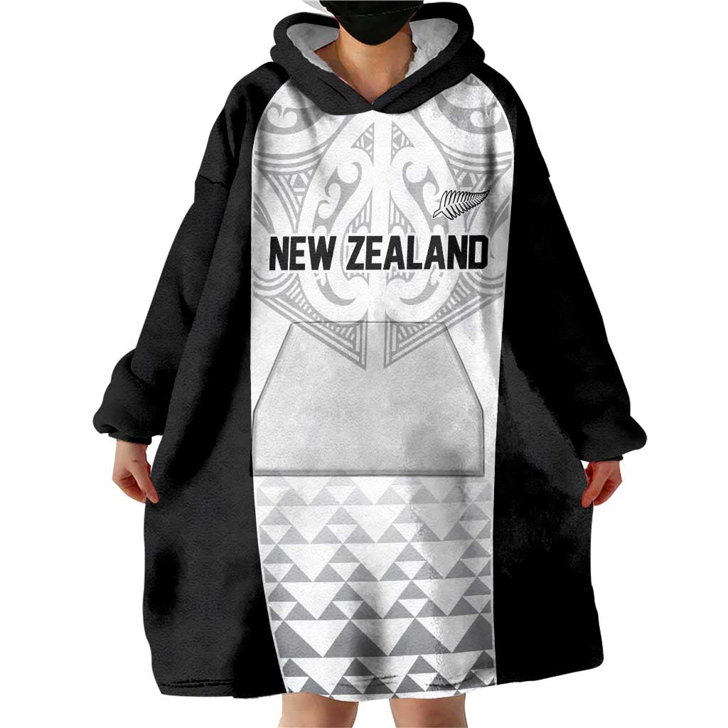 World Football 2026 New Zealand Custom Wearable Blanket Hoodie All White Fern Maori Tribal LT9 - Polynesian Pride