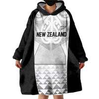 World Football 2026 New Zealand Custom Wearable Blanket Hoodie All White Fern Maori Tribal LT9 - Polynesian Pride