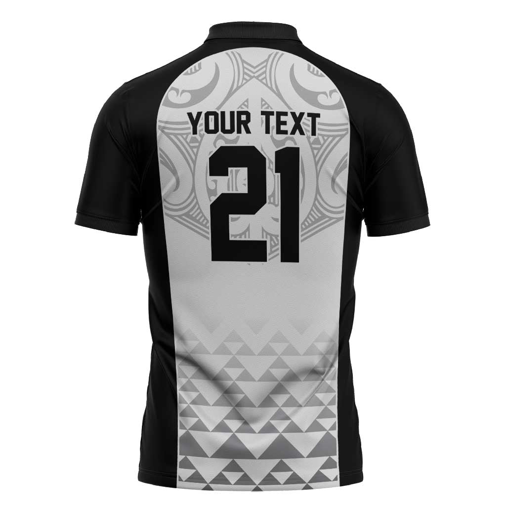 World Football 2026 New Zealand Custom Zipper Polo Shirt All White Fern Maori Tribal LT9 - Polynesian Pride