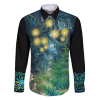 New Zealand Matariki Waipuna-a-rangi Family Matching Puletasi and Hawaiian Shirt He Roimata o Rangi LT9 Dad's Shirt - Long Sleeve Black - Polynesian Pride