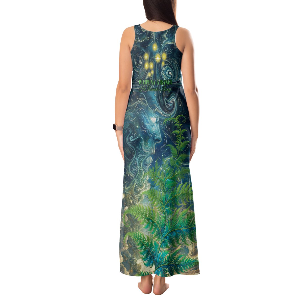 New Zealand Matariki Waipuna-a-rangi Tank Maxi Dress He Roimata o Rangi