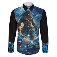 New Zealand Matariki Waita Family Matching Puletasi and Hawaiian Shirt The Way Of The Water LT9 Dad's Shirt - Long Sleeve Black - Polynesian Pride