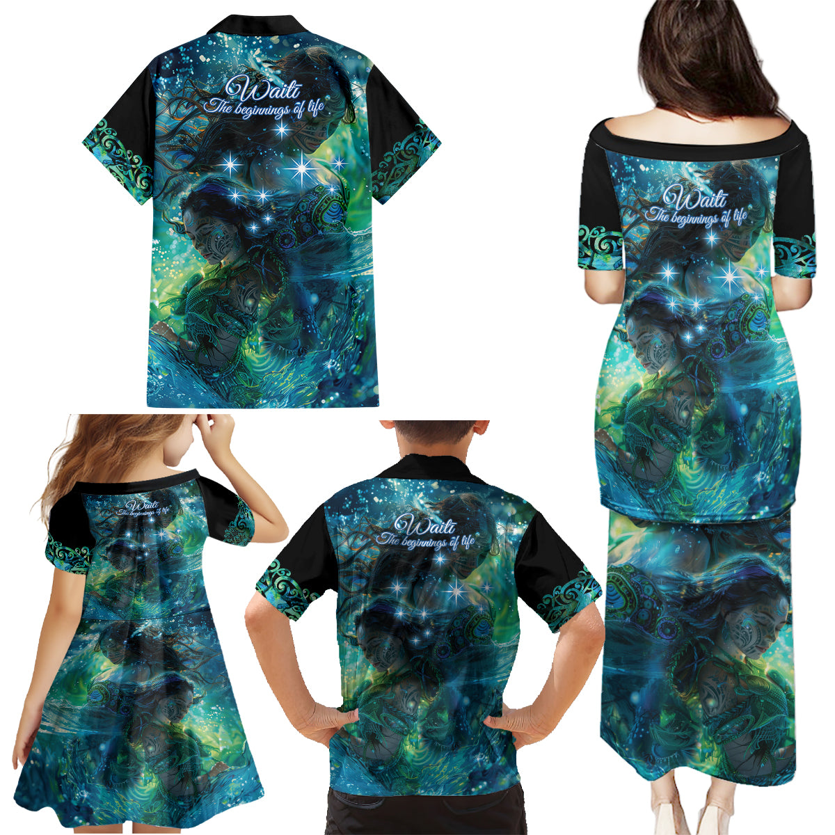 New Zealand Matariki Waiti Family Matching Puletasi and Hawaiian Shirt The Beginnings Of Life LT9 - Polynesian Pride