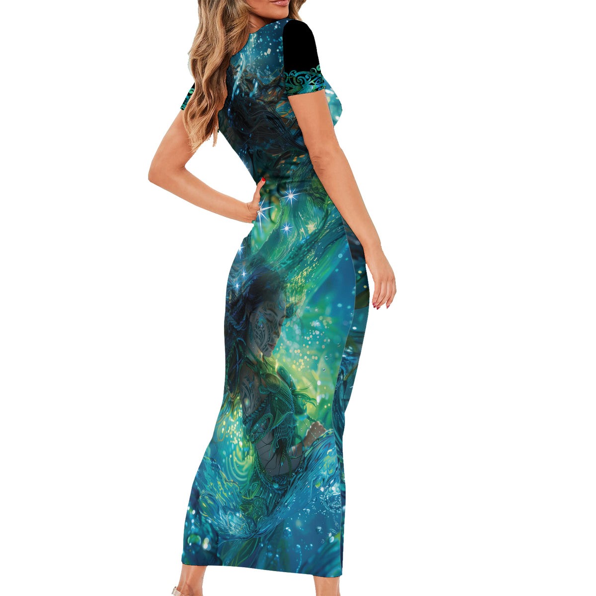 New Zealand Matariki Waiti Short Sleeve Bodycon Dress The Beginnings Of Life
