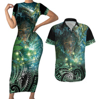 New Zealand Matariki Waiti Couples Matching Short Sleeve Bodycon Dress and Hawaiian Shirt Waimori and The Origin Of Life LT9 Black - Polynesian Pride