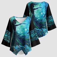 New Zealand Matariki Hiwa-i-te-rangi Kimono Sleeve Blouse Titiro ki nga Whetu Wishing Star - Polynesian Pride