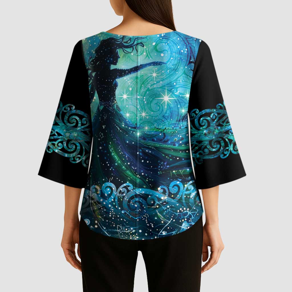 New Zealand Matariki Hiwa-i-te-rangi Kimono Sleeve Blouse Titiro ki nga Whetu Wishing Star - Polynesian Pride