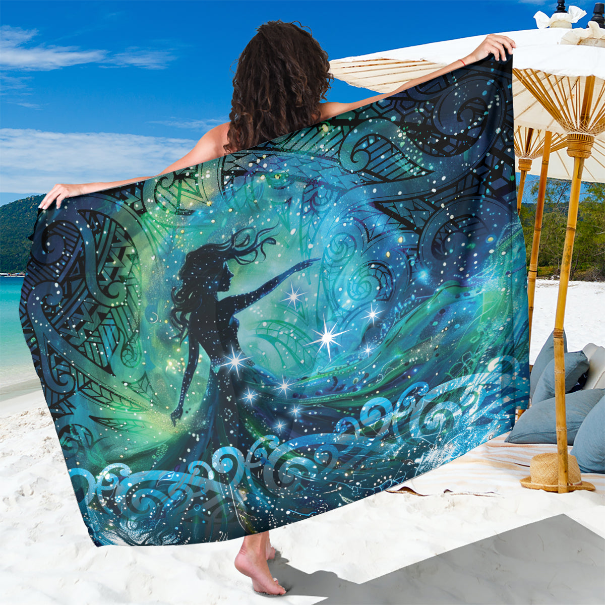 New Zealand Matariki Hiwa-i-te-rangi Sarong Titiro ki nga Whetu Wishing Star