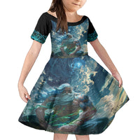New Zealand Matariki Ururangi Family Matching Puletasi and Hawaiian Shirt The Murmur Of The Wind LT9 Daughter's Dress Black - Polynesian Pride