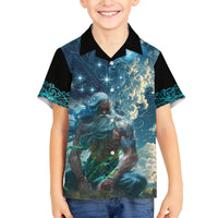 New Zealand Matariki Ururangi Family Matching Puletasi and Hawaiian Shirt The Murmur Of The Wind LT9 Son's Shirt Black - Polynesian Pride