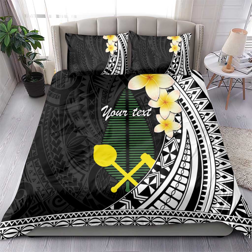 Alo Chiefdom Wallis and Futuna Personalized Bedding Set Frangipani Flowers Polynesian Pattern