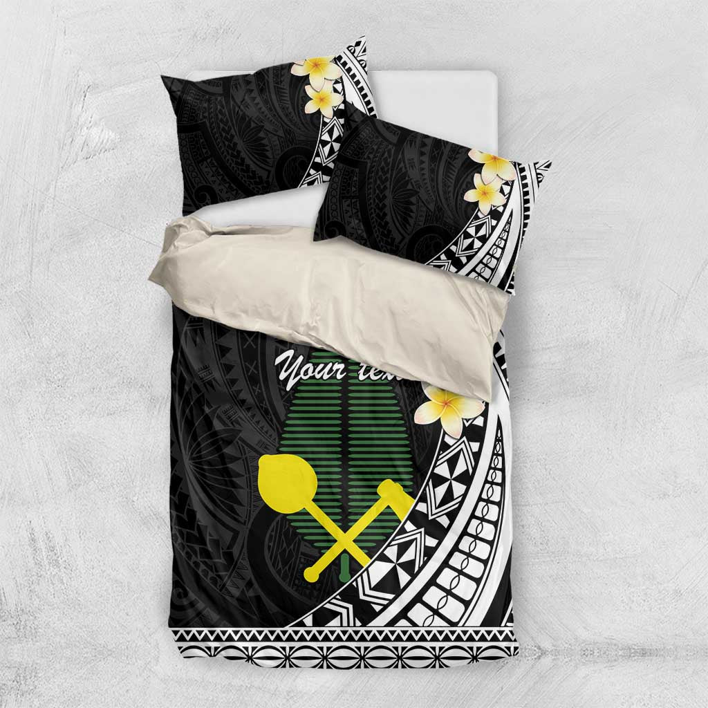 Alo Chiefdom Wallis and Futuna Personalized Bedding Set Frangipani Flowers Polynesian Pattern