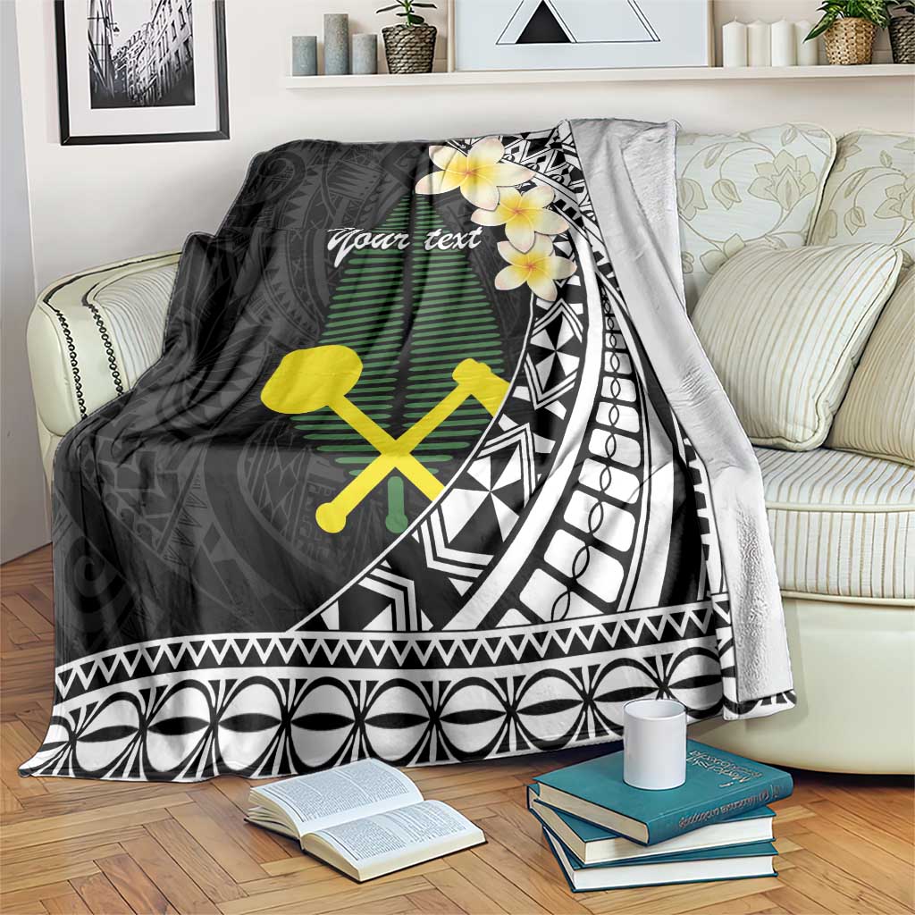 Alo Chiefdom Wallis and Futuna Personalized Blanket Frangipani Flowers Polynesian Pattern