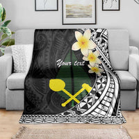 Alo Chiefdom Wallis and Futuna Personalized Blanket Frangipani Flowers Polynesian Pattern
