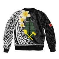 Alo Chiefdom Wallis and Futuna Personalized Bomber Jacket Frangipani Flowers Polynesian Pattern