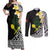 Alo Chiefdom Wallis and Futuna Personalized Couples Matching Off Shoulder Maxi Dress and Long Sleeve Button Shirt Frangipani Flowers Polynesian Pattern