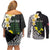Alo Chiefdom Wallis and Futuna Personalized Couples Matching Off Shoulder Short Dress and Long Sleeve Button Shirt Frangipani Flowers Polynesian Pattern