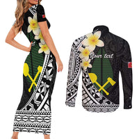 Alo Chiefdom Wallis and Futuna Personalized Couples Matching Short Sleeve Bodycon Dress and Long Sleeve Button Shirt Frangipani Flowers Polynesian Pattern