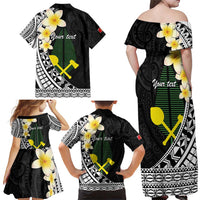 Alo Chiefdom Wallis and Futuna Personalized Family Matching Off Shoulder Maxi Dress and Hawaiian Shirt Frangipani Flowers Polynesian Pattern