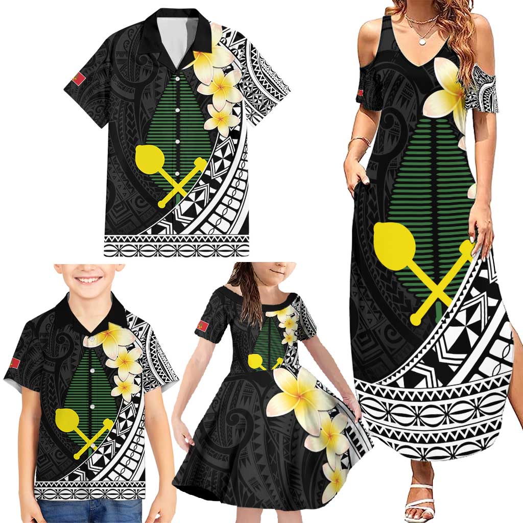 Alo Chiefdom Wallis and Futuna Personalized Family Matching Summer Maxi Dress and Hawaiian Shirt Frangipani Flowers Polynesian Pattern