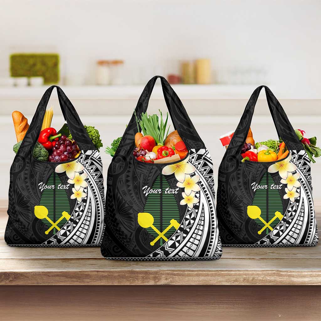 Alo Chiefdom Wallis and Futuna Personalized Grocery Bag Frangipani Flowers Polynesian Pattern