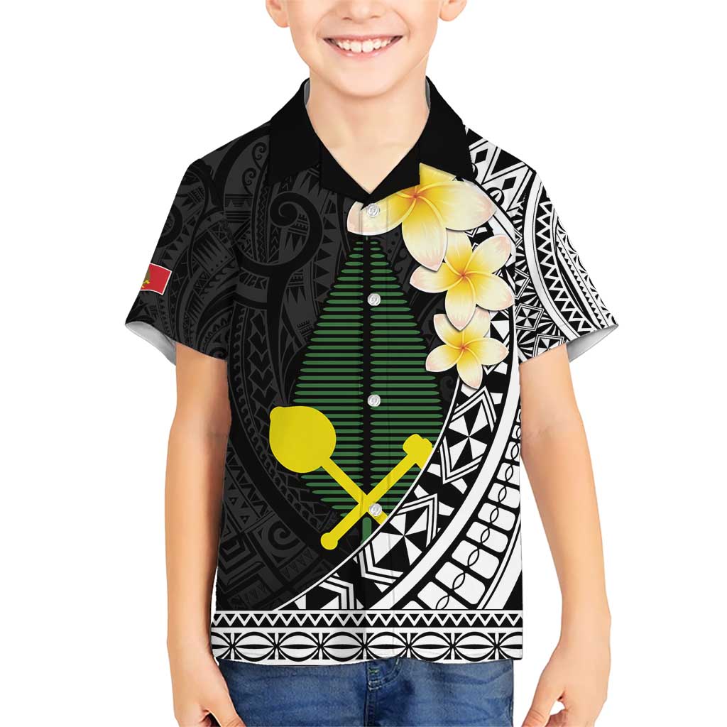 Alo Chiefdom Wallis and Futuna Personalized Kid Hawaiian Shirt Frangipani Flowers Polynesian Pattern