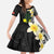 Alo Chiefdom Wallis and Futuna Personalized Kid Short Sleeve Dress Frangipani Flowers Polynesian Pattern